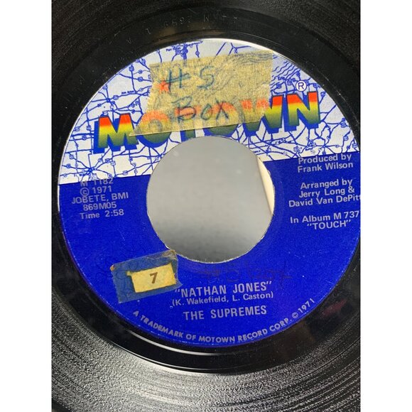 Vintage 1971 Motown 7" Vinyl Record - The Supremes "Nathan Jones" - Picture 3 of 3